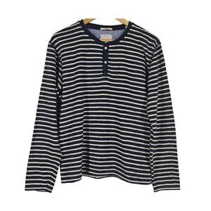 GANT RUGGER “THE BRETON” MEN’S LONG SLEEVE SHIRT – NAVY/WHITE STRIPES – SIZE M